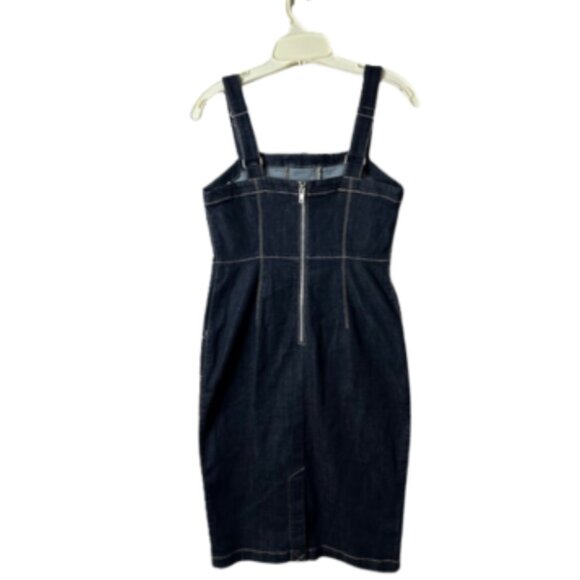 INC Denim Corset Jumper Dress NWT Size 2 Adjustable Straps with Pockets - Picture 5 of 6